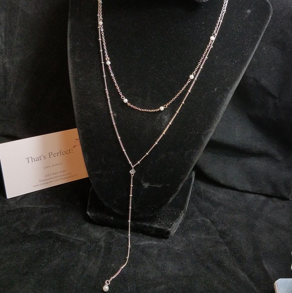 Pearl silver or gold Y-necklace